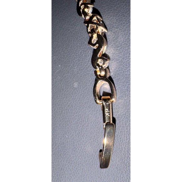 Gold Tone XP Tennis Bracelet 6.5” Sparkly Round CZ Stones Infinity Link - Picture 4 of 6